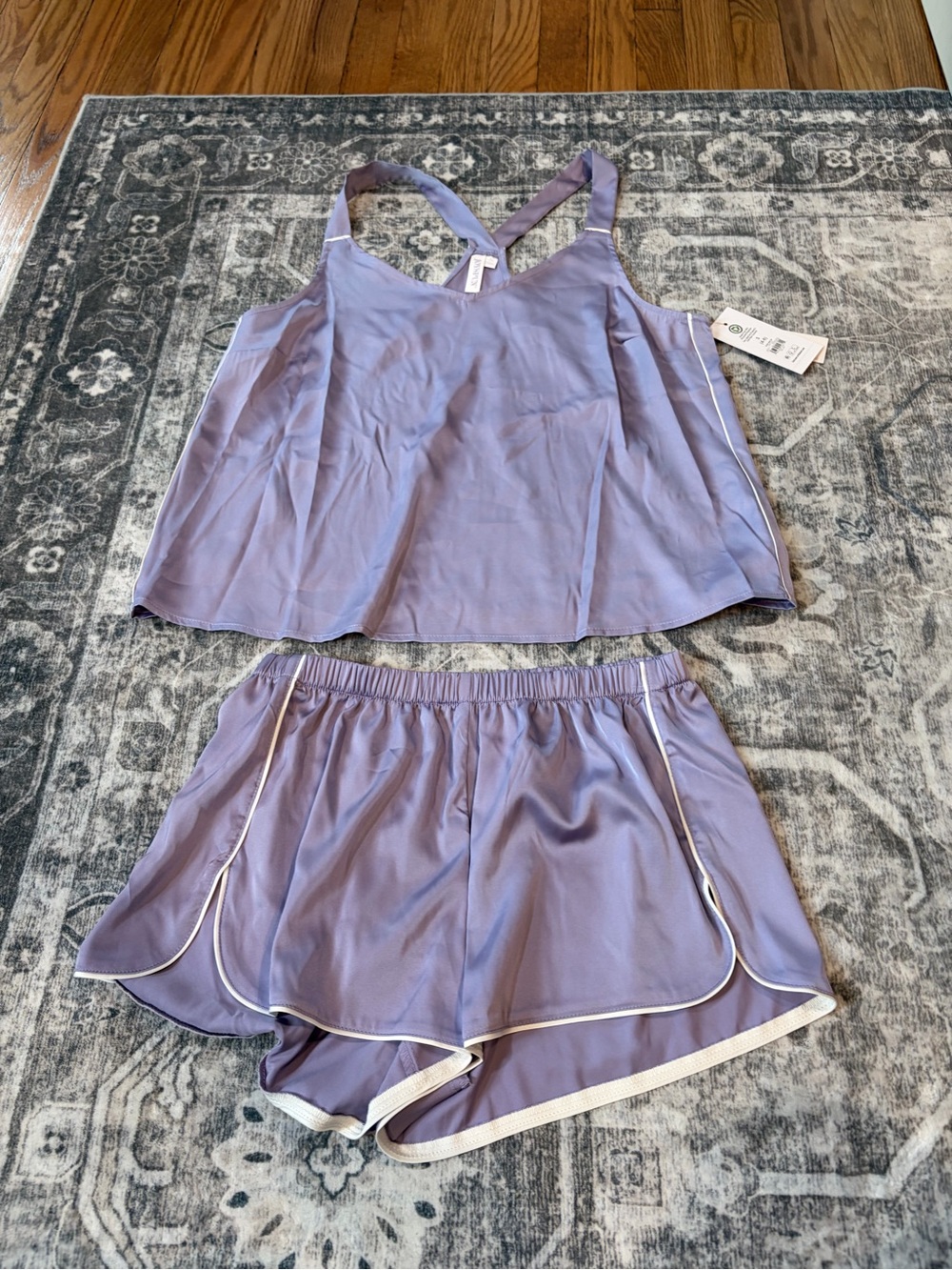 Satin Lavender Cami & Shorts Pajama Set - Relaxed Two-Piece Sleepwear